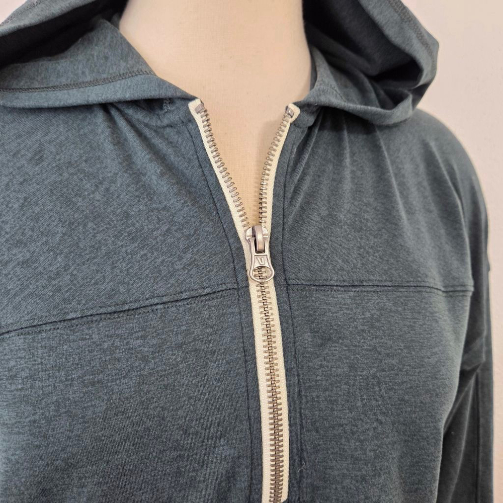 Vuori Halo Half Zip Cropped Hoodie Grove Heather dark green women's size XS - Picture 5 of 8